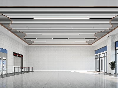 Railway Station Ticket Hall 3d model