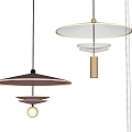 Modern Stylish Pendant Lights With Pink Circular Shades And Gold Cylindrical Design