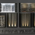 Garden Landscape Waterfall Wall Designs With Stone Texture LED Lighting And Flowing Water