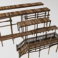 Rustic Wooden Scene Components With Platforms Shelves And Stairs For Outdoor Use