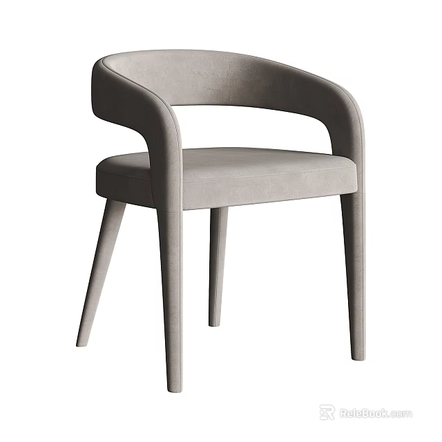 Modern Single Sofa Fabric Upholstered with Curved Armrest and Slender Legs Design 3d model