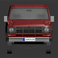 Red Vintage SUV with Classic Design and Reflective Exterior Surface