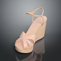 Nude Women's Wedge Sandals With Crisscross Straps Ankle Strap And Thick Wedge Sole