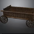 Vintage Wooden Cart With Large Spoked Wheels And Rustic Open Structure
