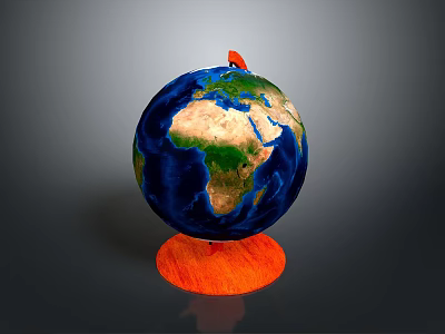Geographical Globe Earth Model With Orange Base And Detailed Continents Surface 3d model