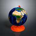 Geographical Globe Earth Model With Orange Base And Detailed Continents Surface