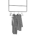 Gray Casual Clothes Hanging On Black Metal Hanger Rack Against White Background