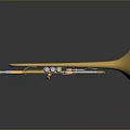 Golden Trumpet Musical Instrument With Shiny Surface Reflection On Dark Background