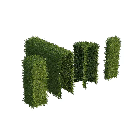 Green Trimmed Shrubs in Different Shapes for Garden Landscaping 3d model