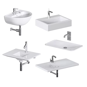 Modern ceramic wash basin faucet combination 3d model