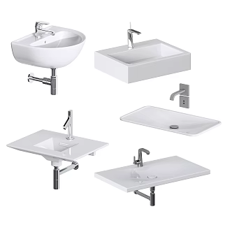Modern ceramic wash basin faucet combination 3d model