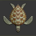 Reptile Sea Turtle With Orange And White Patterned Shell And Green Flippers 3d model