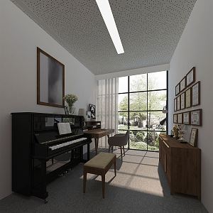 Modern piano room piano training institutions practice piano room 3d model