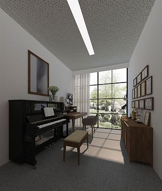 Modern piano room piano training institutions practice piano room 3d model