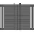 Modern Entrance Gate Design With Double Doors Gray Finish And Stone Pillars