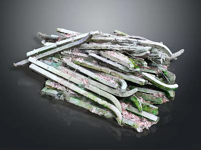 Rusty Metal Fence Debris With Green Rust And Pink Substances 3d model