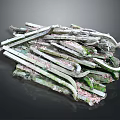 Rusty Metal Fence Debris With Green Rust And Pink Substances
