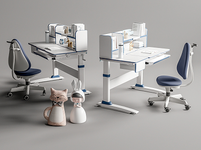 Modern Desk and Chair Children's Study Desk and Chair Desk and Chair Children's Desk and Chair 3d model