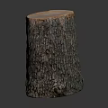 Wooden Stump With Axe And Natural Texture On Dark Background 3d model