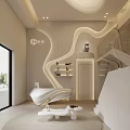 Modern SPA Sauna Space Interior With Staircase And Arched Decor 3d model