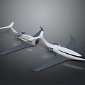 White Airplane Models With Black Lines And Modern Wing Tail Design On Gray Background