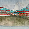 Tang Feng Pavilion Lake Pavilion 3d model