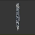 Detailed Blue And White Camouflage Warship Model With Deck Bridge And Chimney