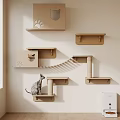 Wooden Cat Wall Climbing Shelves With Paw Design And Perch Structure