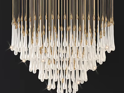 Stunning Modern Crystal Chandelier With Transparent Droplets And Golden Frame Design 3d model