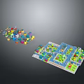Colorful Building Blocks Scene Featuring Character Figures And Animal Creatures Design Layout