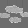 Decorative White Cloud Shaped Chandelier With Mesh Design Light Dots And Multiple Hanging Pendants 3d model