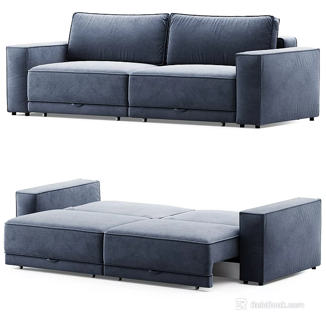 Modern Blue Velvet Two Seater Sofa With Modular Design And Storage Function 3d model
