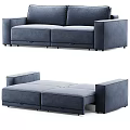 Modern Blue Velvet Two Seater Sofa With Modular Design And Storage Function 3d model