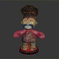 Cartoon Chef Figurine With Tall Hat Big Mustache Red Body And Base