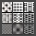 Different Geometric Mesh Patterns With Perforated Designs On Dark Background