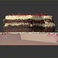 Layered Cream Cake With Red Berry Crumbs And Sliced On Decorative Pink Tray