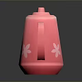 Pink Plastic Watering Can With White Flower Patterns For Home Gardening