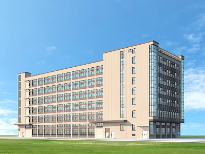 Aerial Planning Of Modern Multi Storey Building With Glass Facade And Green Lawn 3d model
