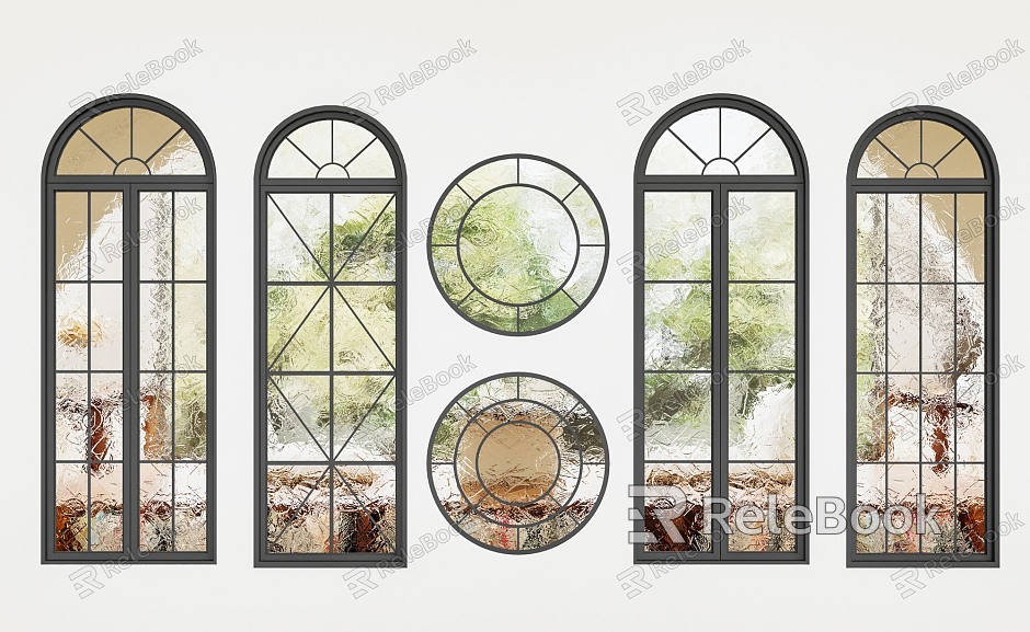 French floor-to-ceiling windows curved windows round windows model