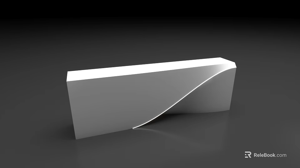 Modern Minimalist White Reception Desk With Curved Design And Sleek Surface 3d model 