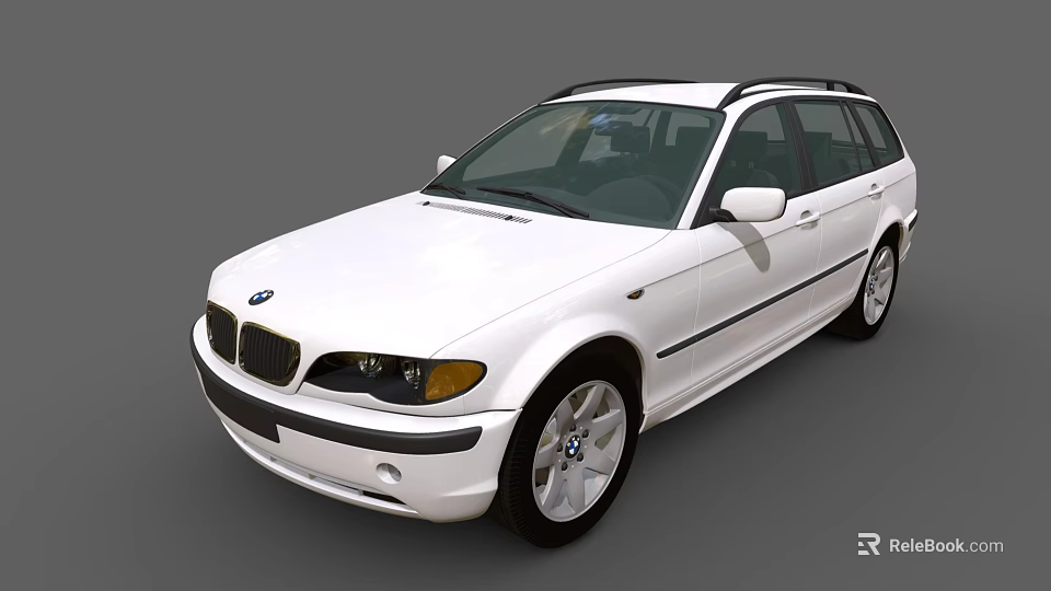 White BMW Wagon With Sleek Exterior Design Alloy Wheels And Front Grille 3d model 