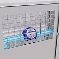 Industrial Equipment ZINNER Meter Installed On Blue Pipes With Protective Grid Structure In Industrial Setting