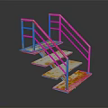 Rusty Metal Stairs Interior With Railings And Industrial Style Design Steps
