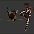 Medieval Style Clothing With Archery Bow And Leather Arrow Quiver