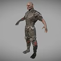 Bald Headed Game Movie Character With Red Eyes And Armored Mechanical Suit