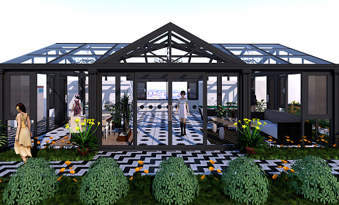 Modern Sun Room Building Greenhouse 3d model