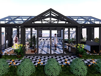 Modern Sun Room Building Greenhouse 3d model