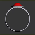 Elegant Silver Ring With Red Gemstone And White Decorative Accents
