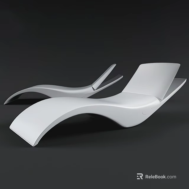 Two White Modern Lounge Chairs With Smooth Curved Structure And Contemporary Design 3d model 
