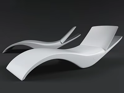 Two White Modern Lounge Chairs With Smooth Curved Structure And Contemporary Design 3d model